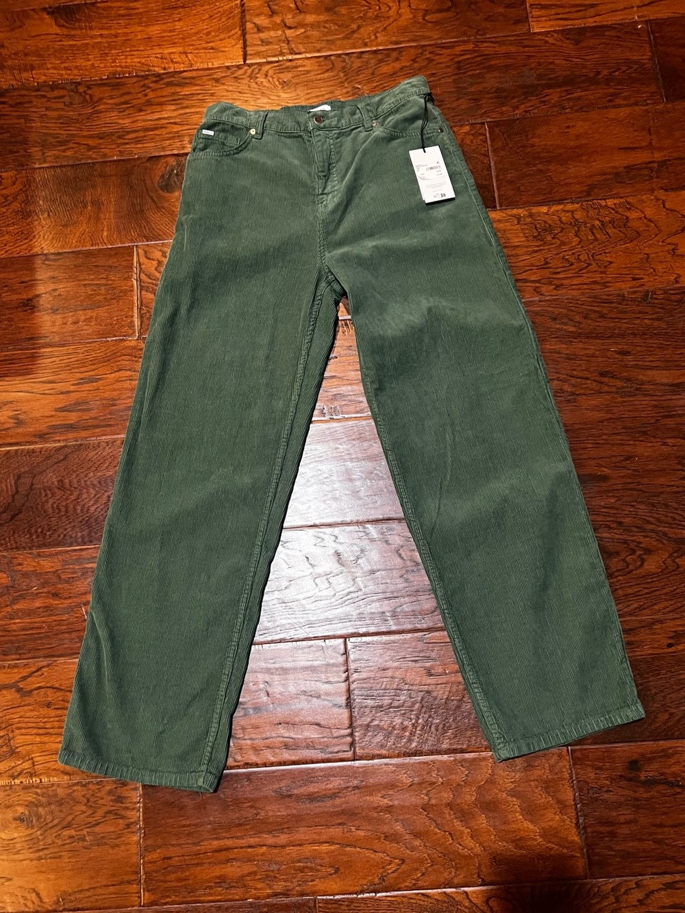 NWT RVCA Heritage Corduroy Wide Leg Pants Green Size 27